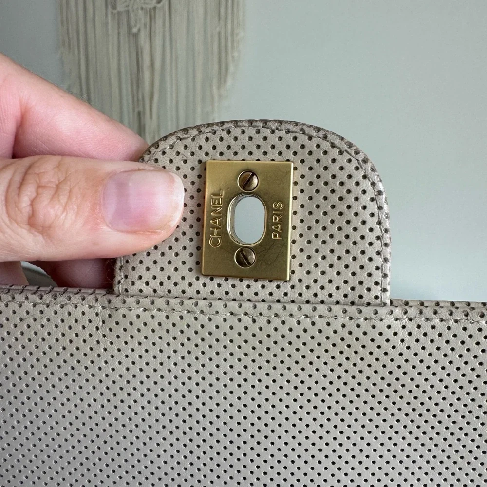 CHANEL Vintage Top Handle Shoulder Bag – Perforated Leather, Authentic - Picture 7 of 12